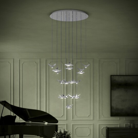Paratebueno hengelampe krom rund   EGLO Stars of Light   Spisestue   Design   Metall   Med flere lyskilder
