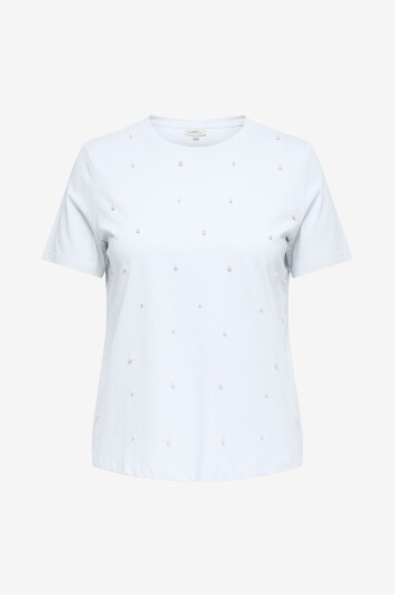 Only Carmakoma   Topp carNinna S/S O neck Jeans Tee   Hvit
