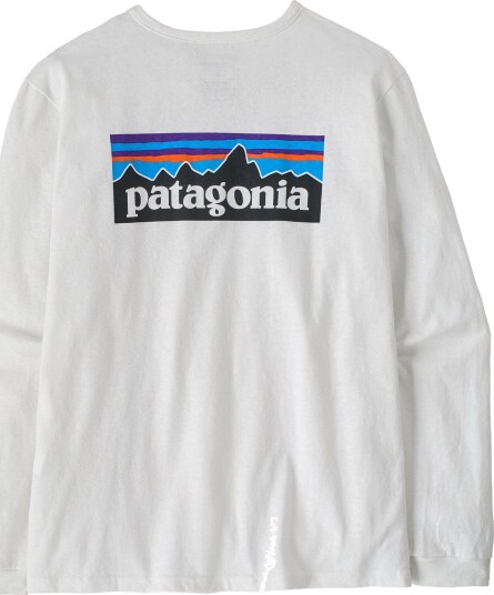 Patagonia L/S P 6 Logo Responsibili Tee Dame Fiber White M