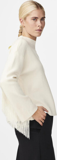 YAS Yasfringa Ls O-Neck Knit Pullover S. - Cream - L YAS Yasfringa Ls O-Neck Knit Pullover S. - Cream - L