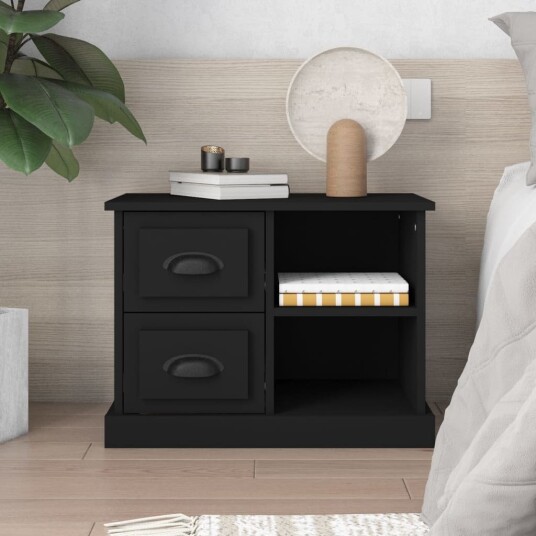 vidaXL Nattbord svart 60x35,5x45 cm