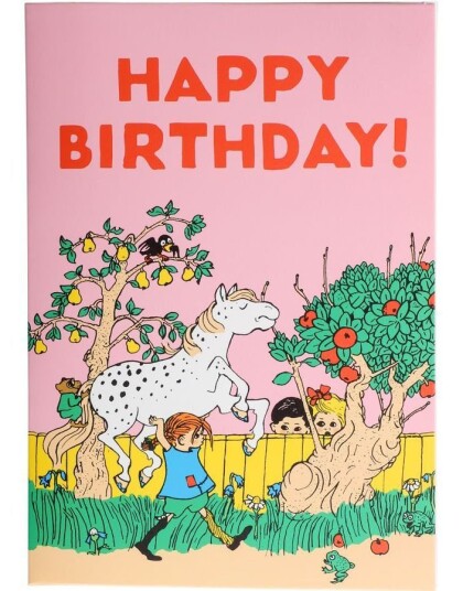 Pippi Happy Birthday Bursdagskort med Konvolutt