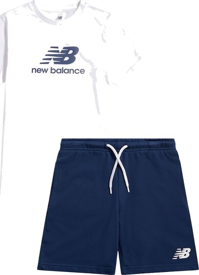 New Balance Shorts Sett Grafikk Bright White New Balance 80 Shorts Hvit Marineblå