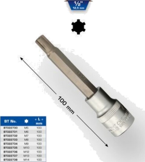 Brilliant Tools Bt022735, Uttag, 1/2", 100 Mm, 101 G, 45 Mm, 160 Mm