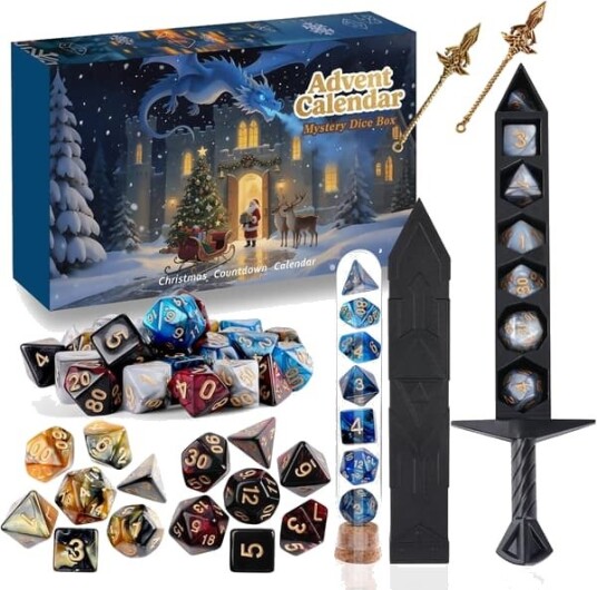 2026 Julekalender Mystisk D&D Terning Sett 24 Dagers Julekalender Overraskelse D&D Gaver for Dungeons & Dragons Rollespill