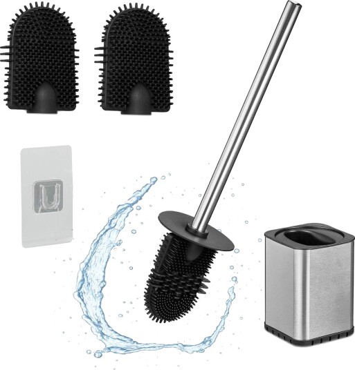 Flat toalettbørste med veggmontert holder – Hygienisk ren