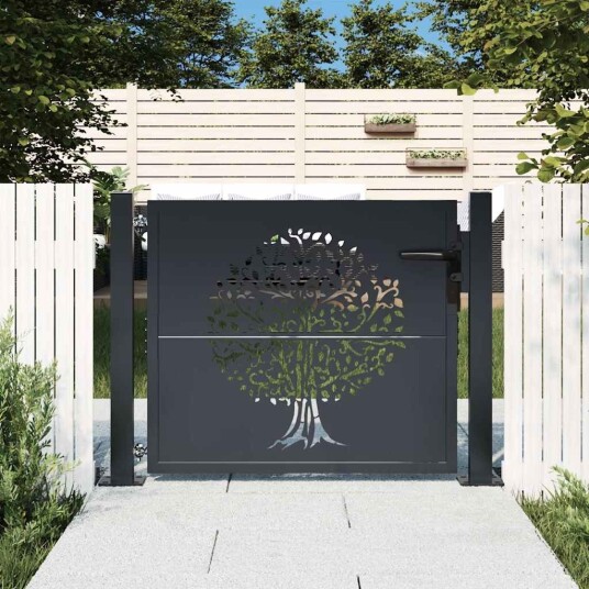 Hageport antrasitt 105x80 cm stål tredesign