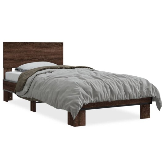 Sengeramme brun eik 90x200 cm konstruert tre og metall 8721102447891