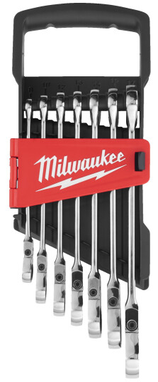 Milwaukee Skrallenøkkelsett 7 Deler med Bevegelig Hode - Håndverktøy