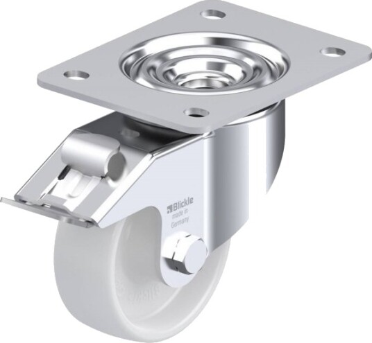 Blickle Styrehjul Med Brems 543173 Lk-Po 100R-3-Fi, Hjuldiameter 100 Mm, Maks Bæreevne 280 Kg, 1 Stk