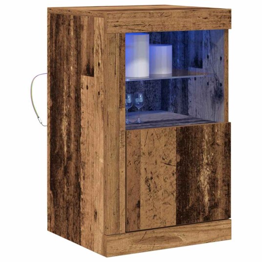 Sidekabinetter med LED lamper 2 stk Gammelt tre 41x37x67 cm Sidekabinetter med LED lamper 2 stk Gammelt tre 41x37x67 cm