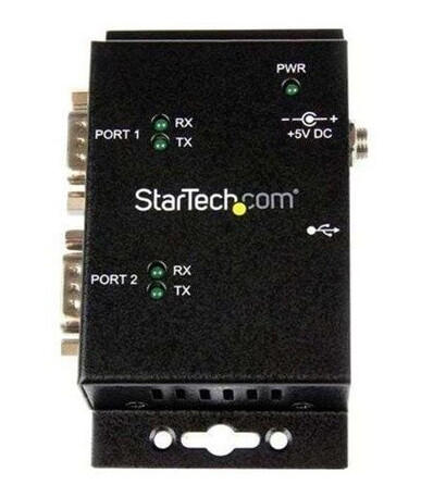 StarTech.com 2 Port Industrial Wall Mountable USB to Serial Adapter Hub with DIN Rail Clips