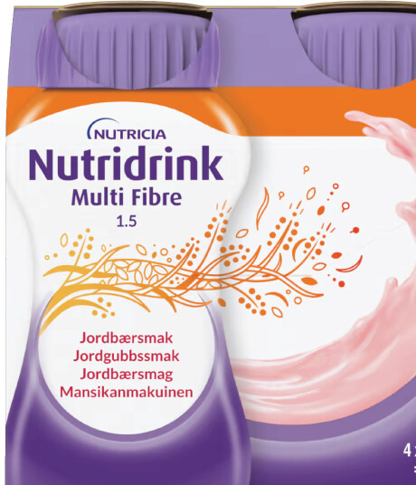 Nutridrink Multi Fibre Næringsdrikk Jordbær 4x200 ml Nutridrink Multi Fibre Næringsdrikk Jordbær 4x200 ml