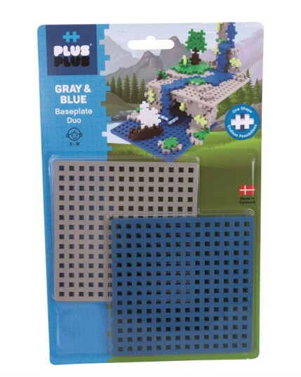Plus-Plus Mini 2-Pakning Byggeplater 12x12cm Blå og Grå