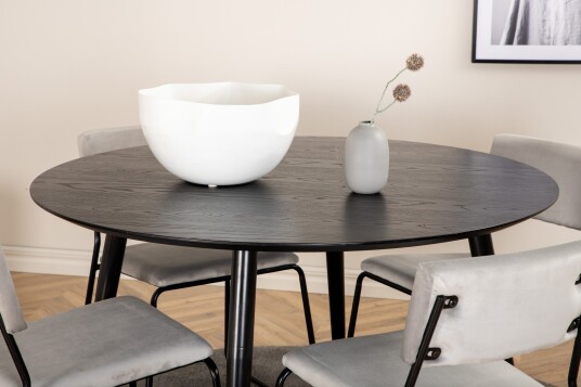 Venture Home Dipp Spisegruppe 115 cm Rund med 4 Kenth Stoler Sort