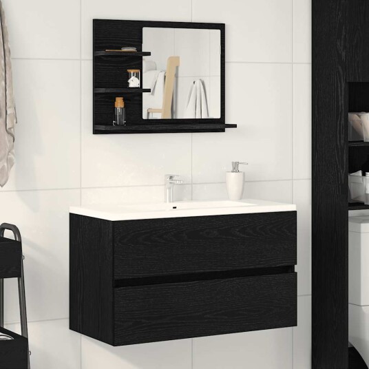  Baderomsspeil svart eik 60x10,5x45 cm konstruert tre