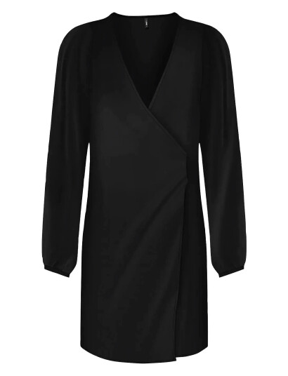 ONLY Onlalma Life Vis L/S Gina Dress Solid - Black - XS