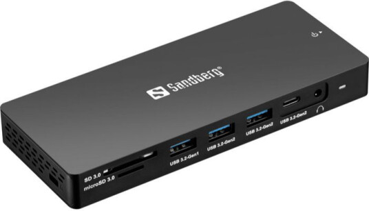 Sandberg USB C 13 i 1 Dockingstasjon Pro USB A/C HDMI RJ45 100W Svart