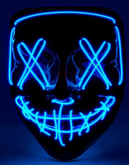 El Wire Purge Svart Maske med Blått LED Lys 3 Lys Innstillinger El Wire Purge Svart Maske med Blått LED Lys 3 Lys Innstillinger