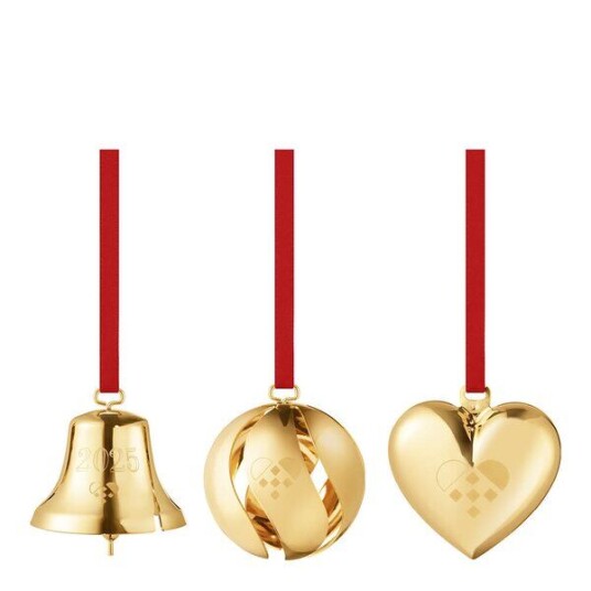 Georg Jensen   Jul 2025 ornamentsett 3 deler gull