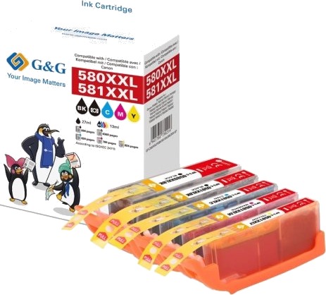 G&G 18827 foto blå/svart blekkpatroner 5 pk 12,2 ml