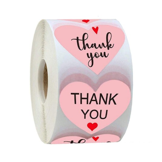 100x hjerteformede klistremerker - Thank You