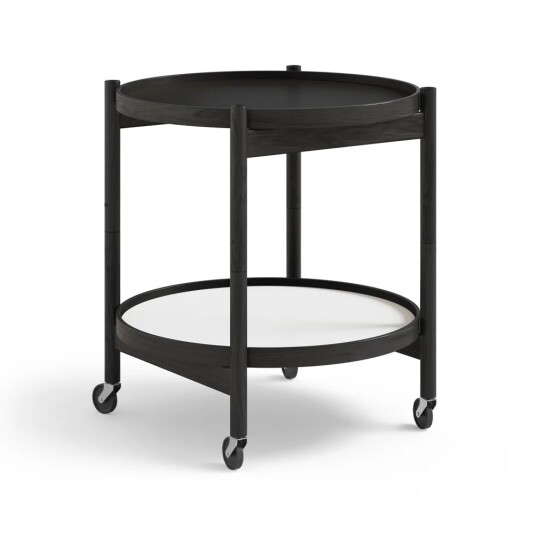 Brdr. Krüger Bølling Tray Table model 50 rullebord base, sortlakkert eikestativ