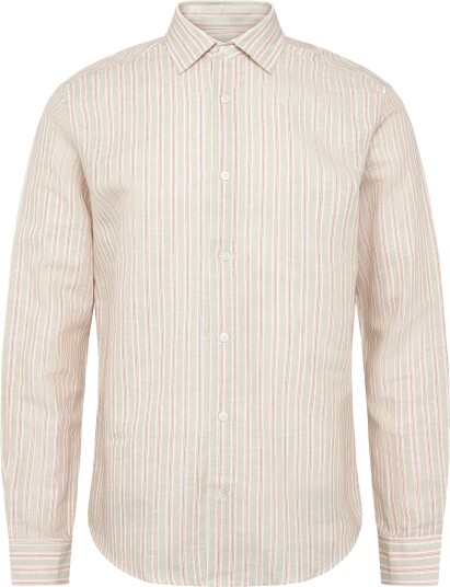 Mango Linen Cotton Blend Stripe Shirt Cream M