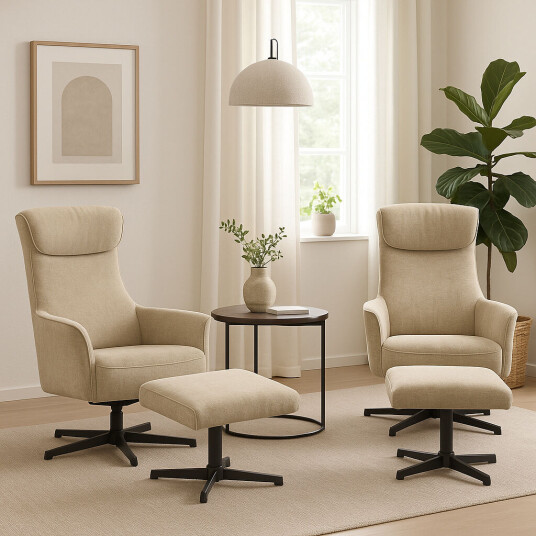 Odin Lenestol Med Puff X 2 Beige