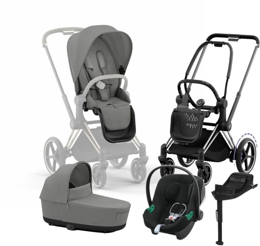 Cybex e-Priam Duovogn inkl. Aton B2 &  Base Mirage Grey/Chrome Black
