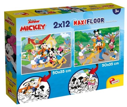 Lisciani Disney Puzzle Maxifloor 2 X 12 Mickey 12 Stykker Tegneserier 5 År