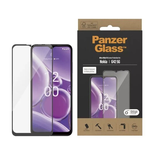 PanzerGlass Ultra Wide Fit Skjermbeskytter for Nokia G42 - Svart Kant
