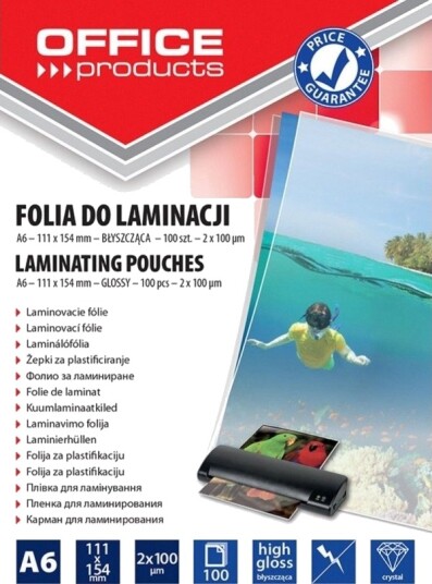 Office Products Kontorprodukter Kontorprodukter Lamineringsfolie A6 2X100 Mikron Blank 100 Stk. Gjennomsiktig