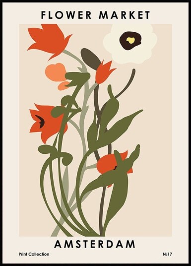 Flower Market Amsterdam Plakat / 40x50cm