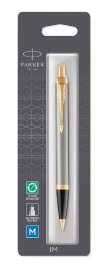 Parker IM Ballpoint Pen  Brushed Metal  Medium Point Blå Ink Refill