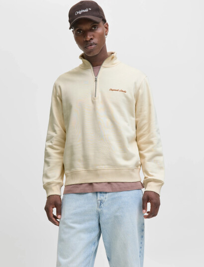 Jack & Jones Jornorrebro Emb Sweat High Neck Noos   Cream   XXL