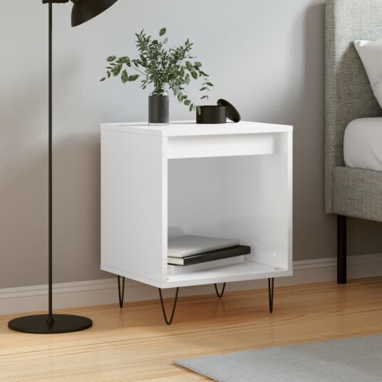 Nattbord høyglans hvit 40x35x50 cm konstruert tre 8721012111035
