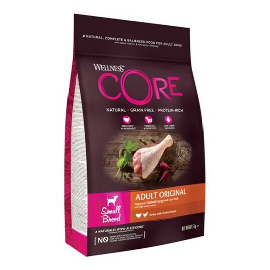 CORE Hundefôr Voksen Kylling & Kalkun Tørrfôr til Små Raser 5 kg CORE Hundefôr Voksen Kylling & Kalkun Tørrfôr til Små Raser 5 kg