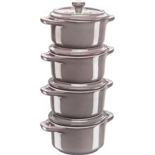 Staub Mini Cocotte/gryte 10 cm 4-pak Ancient grey Staub Mini Cocotte/gryte 10 cm 4-pak Ancient grey