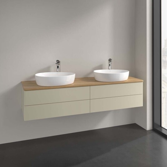 Villeroy & Boch Antao Servantskap med 4 skuffer 160x50x36 cm u/lys Grå Matt/Eik