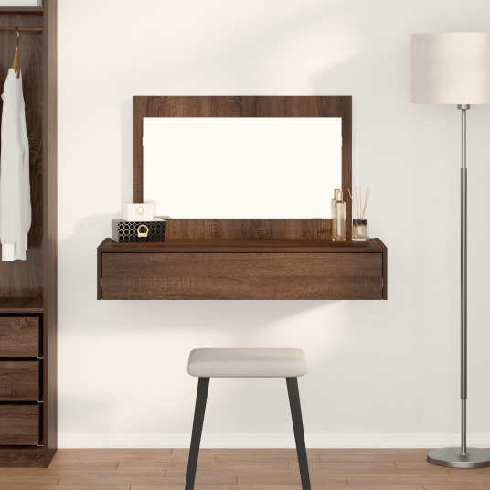 Veggmontert Smykkebord Brun Eik 100x40x70 cm