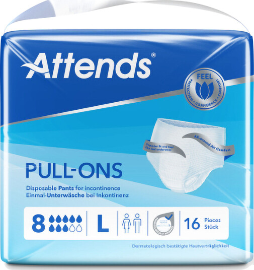 Attends Pull-Ons 8 buksebleie, Large, 16 stk.