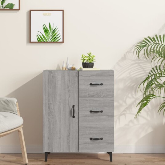 vidaXL Skjenk grå sonoma 69,5x34x90 cm konstruert tre vidaXL Skjenk grå sonoma 69,5x34x90 cm konstruert tre