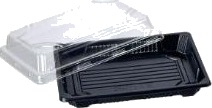 Sushibakke 170X120x40 Mm Ps Sort/Klart Låg,4 Ps X 100 Stk/Krt
