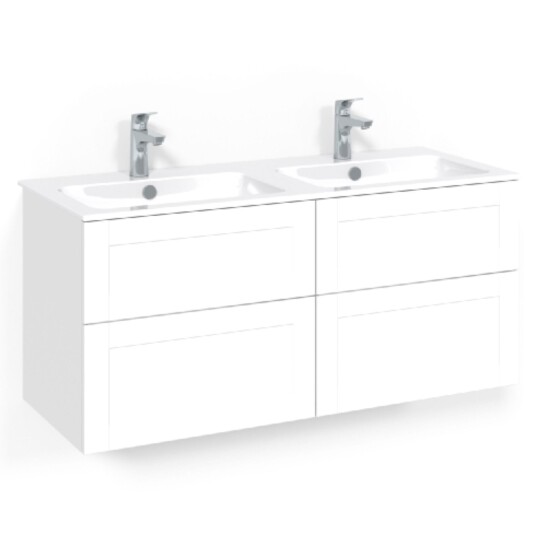 Macro Design Crown Servantskap Skuff - med Light 14 Servant 120cm Dobbel Hvit / Frame