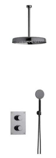 Tapwell Arm7268 Takdusj Innbygging - Takmontert Black Chrome / 300mm Ø300mm