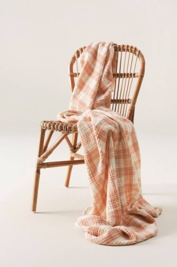 Jotex RUTHY pledd 140x200 cm Oranje/beige 1672287-02-36 1672287-03-36