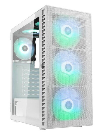 Kolink Observatory HF MESH ARGB Midi Tower Kabinett Hvit med Herdet Glass Kolink Observatory HF MESH ARGB Midi Tower Kabinett Hvit med Herdet Glass