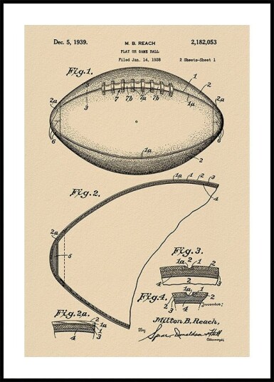 Football Patent 1938 Plakat Plakat / 21x30cm