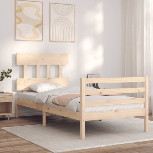 vidaXL Sengeramme med hodegavl 100x200 cm heltre